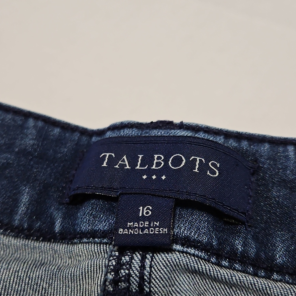 Talbots Navy Blue Capri Cropped Button Pockets-Accent Jeans Size 16 - Picture 5 of 13